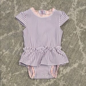 Ruffle Butts Seersucker Purple and White Baby one piece swimsuit